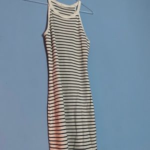 Body con white and black striped dress
